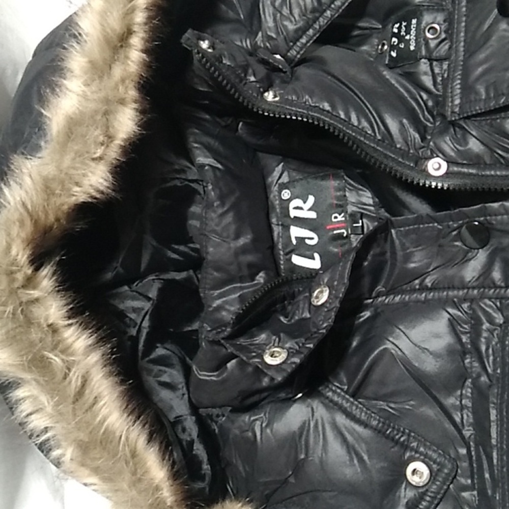 RARE! LJR JR Puffer Coat Zip/Snap Button Closure Sz.L - Picture 12 of 15